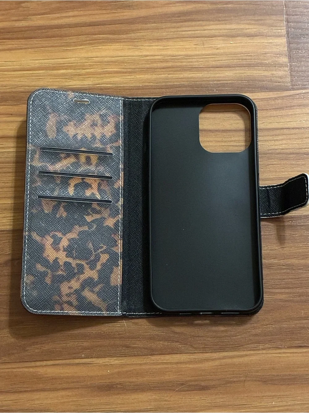 Phone Wallet Case - Brown & Black Patterned Folio